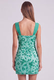 Hemelsblauwe gerimpelde bloemen bodycon korte homecomingjurk met pailletten