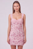 Hemelsblauwe gerimpelde bloemen bodycon korte homecomingjurk met pailletten