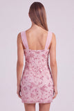 Hemelsblauwe gerimpelde bloemen bodycon korte homecomingjurk met pailletten