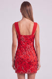 Hemelsblauwe gerimpelde bloemen bodycon korte homecomingjurk met pailletten