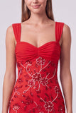 Hemelsblauwe gerimpelde bloemen bodycon korte homecomingjurk met pailletten