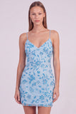 Roze bloemen bodycon pailletten met kralen versierde korte homecomingjurk met kant op de rug