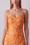 Fuchsia Spaghetti Straps Bloemige Bodycon Kralenbezette Korte Homecoming Jurk