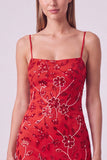 Fuchsia Spaghetti Straps Bloemige Bodycon Kralenbezette Korte Homecoming Jurk