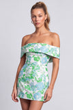Groene strapless bloemenprint bodycon korte homecomingjurk