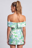 Groene strapless bloemenprint bodycon korte homecomingjurk