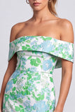 Groene strapless bloemenprint bodycon korte homecomingjurk