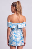 Groene strapless bloemenprint bodycon korte homecomingjurk