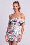 Groene strapless bloemenprint bodycon korte homecomingjurk