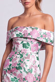 Groene strapless bloemenprint bodycon korte homecomingjurk