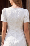 Ivoor Bodycon Jacquard Bateau Neck Korte Bruidsdouchejurk