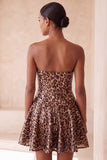 Glam Leopard Sequin strapless fit & flare Mini Homecoming jurk