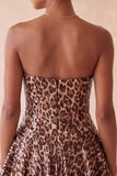 Glam Leopard Sequin strapless fit & flare Mini Homecoming jurk