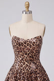 Glam Leopard Sequin strapless fit & flare Mini Homecoming jurk