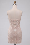 Ivoor bodycon uitgesneden strapless korte homecomingjurk met pailletten