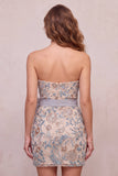 Lichtgrijs bodycon pailletten strapless kralenbezette korte homecomingjurk met strik