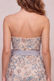 Lichtgrijs bodycon pailletten strapless kralenbezette korte homecomingjurk met strik