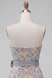 Lichtgrijs bodycon pailletten strapless kralenbezette korte homecomingjurk met strik