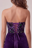 Pruimenkorset strapless fluwelen bodycon gerimpelde korte homecomingjurk