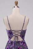 Plum A-lijn sweetheart cut out bloemen korte homecoming jurk