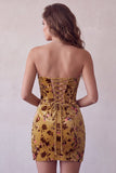 Gembergele korset bodycon strapless keyhole fluweel korte homecomingjurk