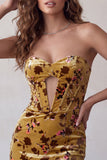 Gembergele korset bodycon strapless keyhole fluweel korte homecomingjurk