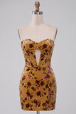 Gembergele korset bodycon strapless keyhole fluweel korte homecomingjurk