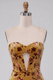 Gembergele korset bodycon strapless keyhole fluweel korte homecomingjurk
