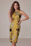 Gembergele schede Keyhole bloemen midi trouwjurk