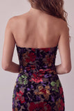Zwarte Bodycon strapless Mini Homecoming-jurk met bloemenprint en franjes
