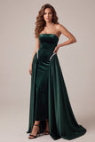 Donkergroene fluwelen parel-beaded skirts strapless lange avondjurk met sleepband