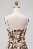 Lichte khaki korset Bodycon Sweetheart korte homecomingjurk met zijsplit