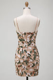 Lichte khaki korset Bodycon Sweetheart korte homecomingjurk met zijsplit