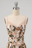 Lichte khaki korset Bodycon Sweetheart korte homecomingjurk met zijsplit