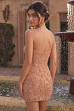 Champagne Bodycon Parel Korset Strapless kralenkleding Korte Homecoming Jurk