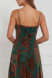 Bruin Burnout Velvet A-lijn Cowl Neck Lange Bruidsmeisjesjurk