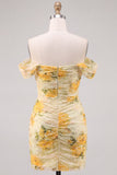 Narcissbloemen Off-the-Shoulder Bodycon Homecoming-jurk