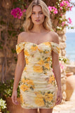 Narcissbloemen Off-the-Shoulder Bodycon Homecoming-jurk