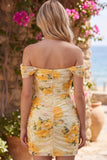 Narcissbloemen Off-the-Shoulder Bodycon Homecoming-jurk