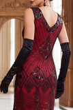 Zwarte gouden pailletten Bodycon korte flapper jurk uit de jaren 1920 met franjes