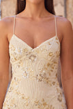 Abrikoos Bodycon Spaghetti Straps met kralen bezet korte homecoming jurk met pailletten
