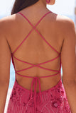 Abrikoos Bodycon Spaghetti Straps met kralen bezet korte homecoming jurk met pailletten