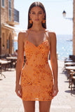 Abrikoos Bodycon Spaghetti Straps met kralen bezet korte homecoming jurk met pailletten