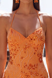 Abrikoos Bodycon Spaghetti Straps met kralen bezet korte homecoming jurk met pailletten