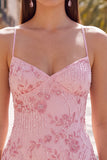 Abrikoos Bodycon Spaghetti Straps met kralen bezet korte homecoming jurk met pailletten
