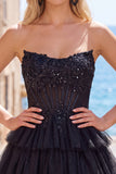 Fuchsia A Line Korset strapless gelaagde homecomingjurk met kanten applicaties