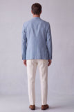 Stoffy Blue Notch Revers Blazer voor mannen met zakken