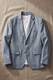 Stoffy Blue Notch Revers Blazer voor mannen met zakken