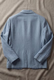 Stoffy Blue Notch Revers Blazer voor mannen met zakken