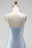 Blauwe Bodycon Dikke Bandjes Sweetheart Korte Homecoming Jurk met kralen